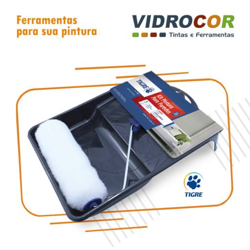 Tigre kit 3 peças / rolo, suporte e bandeja - Loja Vidrocor Tintas Botucatu