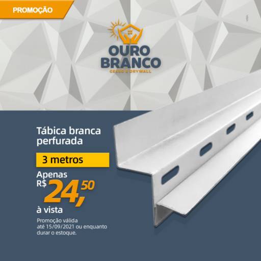 Comprar o produto de Perfil Tabica Perfurada Barra /3m em Gesso pela empresa Gesso Ouro Branco em Foz do Iguaçu, PR por Solutudo
