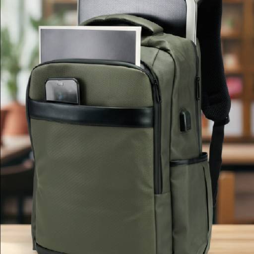 Mochila em Couro Sintético USB 26 Litros
