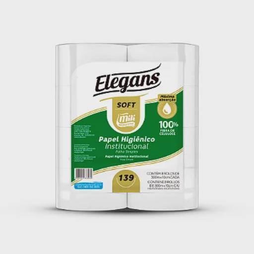 Papel Higiênico Institucional Elegans Soft 08un 10cmx300m | Mili