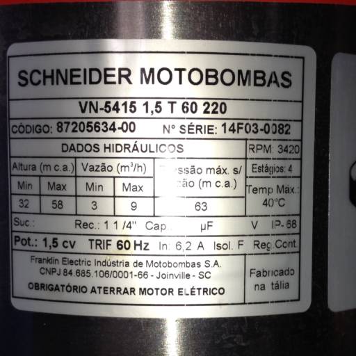 Bomba VN-5415 1,5cv, trifasico em Lençóis Paulista, SP por Hidro Lençóis Tecnologia em Irrigação 