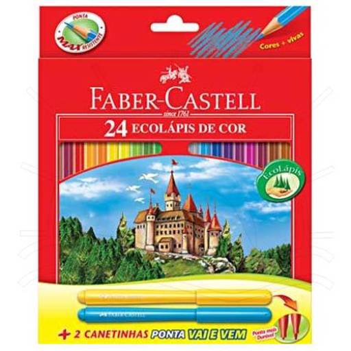 Lápis de cor da Faber Castell de 24 cores por Master Papelaria & Presentes 