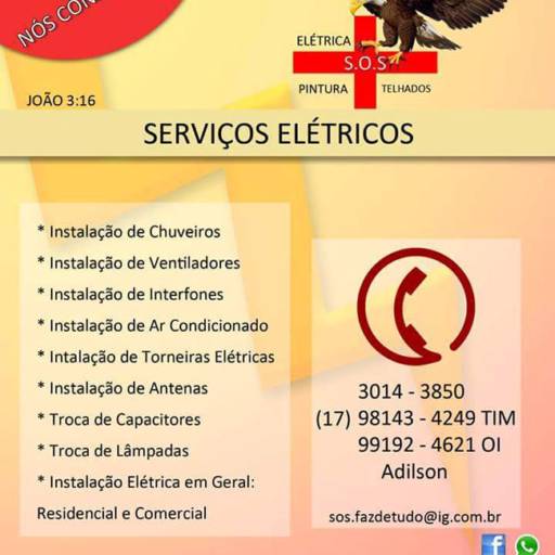 Comprar o produto de Serviços elétricos em Outros Serviços pela empresa Sos Faz De Tudo Servicos Rapidos em São José do Rio Preto, SP por Solutudo