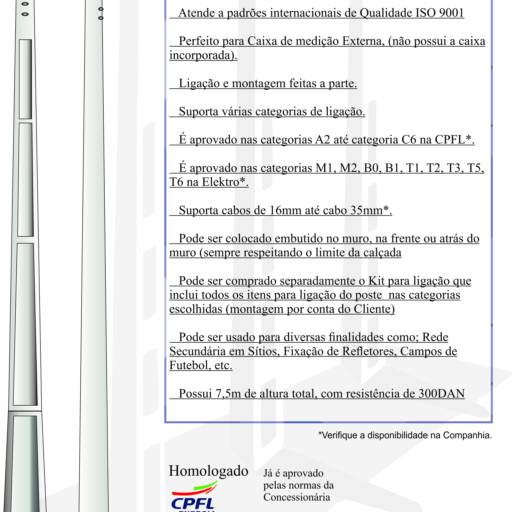 POSTE DT 7,5 X 300 - CPFL / ELEKTRO em Birigui, SP por Postes São Conrado
