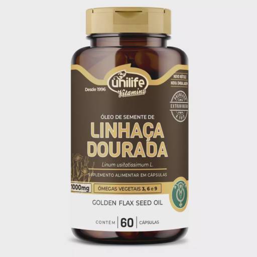 Óleo de Linhaça Dourada 500mg com 60 cápsulas - Unilife