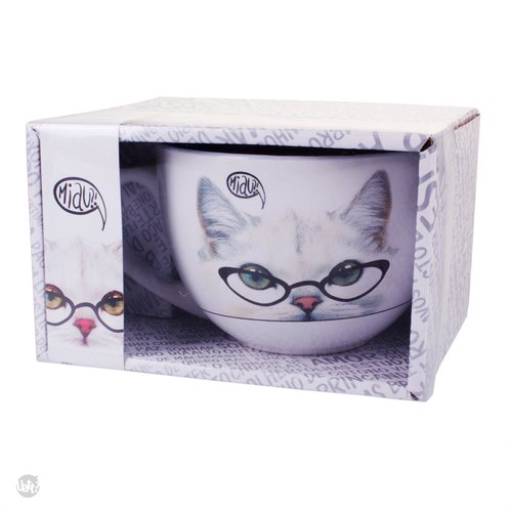 canecão grande gato de óculos uatt por K22 Presentes Criativos