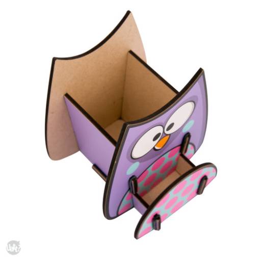 porta objetos madeira corujinha uatt por K22 Presentes Criativos