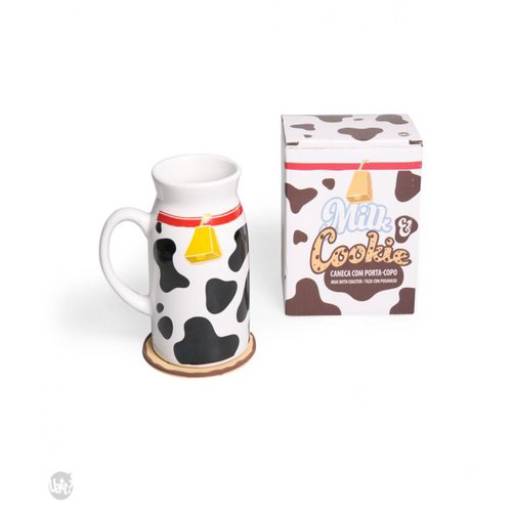 caneca com porta copo milk and cookie uatt por K22 Presentes Criativos