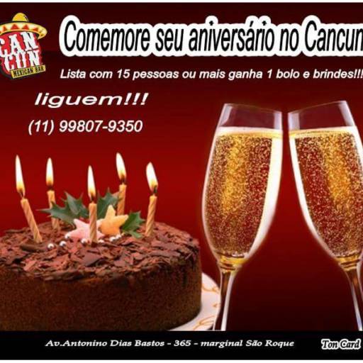Comemore seu Aniversário no Cancun por Cancun Bar e Restaurante