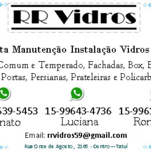 Comprar o produto de RR Vidros  em Outros Serviços pela empresa R R Vidros em Tatuí, SP por Solutudo