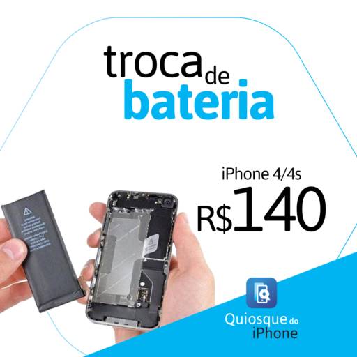 Comprar o produto de Troca de Bateria 4/4S em Outros Serviços pela empresa Quiosque do Iphone em Marília, SP por Solutudo