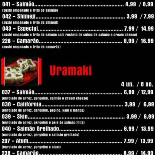 Hot Roll e Uramaki por Sushibar Temakeria