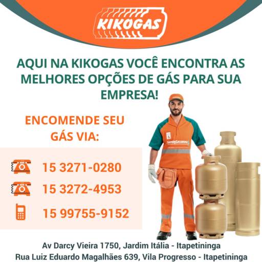 Comprar o produto de Gás de qualidade para sua empresa em A Classificar pela empresa Kiko Gás em Itapetininga, SP por Solutudo