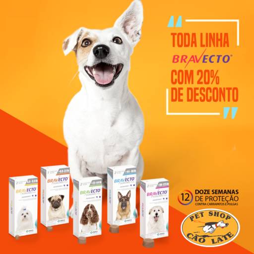 Comprar o produto de Toda Linha Bravecto - Com 20% de Desconto! em Outros pela empresa Pet Shop Cão Late (Vianelo) em Jundiaí, SP por Solutudo
