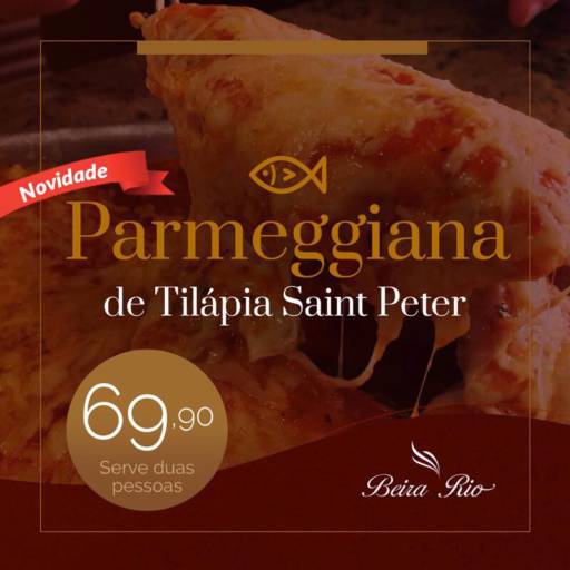 Comprar o produto de Parmeggiana de Tilápia Saint Peter  em Alimentos e Bebidas pela empresa Restaurante e Pizzaria Beira Rio em Jundiaí, SP por Solutudo