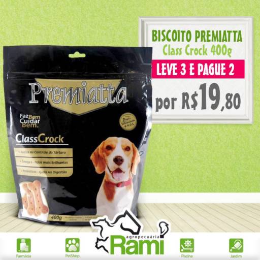 Comprar o produto de Biscoito Premiatta Class Crock de 400g!!! em Animais pela empresa Agro Rami Loja 3 - Santa Gertrudes em Jundiaí, SP por Solutudo