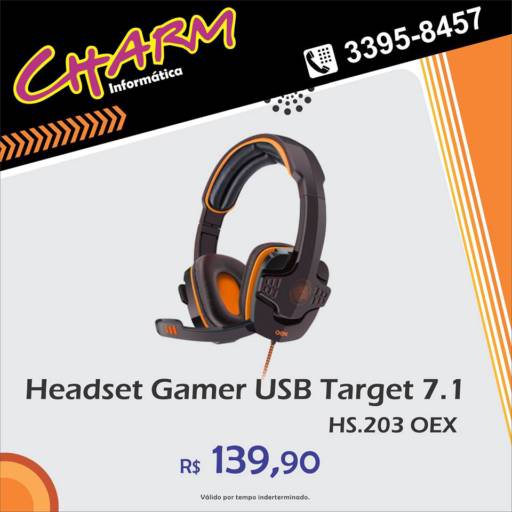 Comprar o produto de Headset Gamer USB Target 7.1 em Alimentos e Bebidas pela empresa Charm Informática em Jundiaí, SP por Solutudo