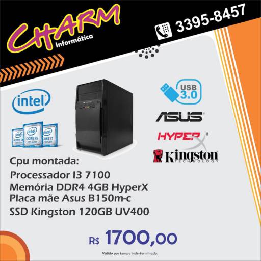 Comprar o produto de CPU Montada em Informática pela empresa Charm Informática em Jundiaí, SP por Solutudo