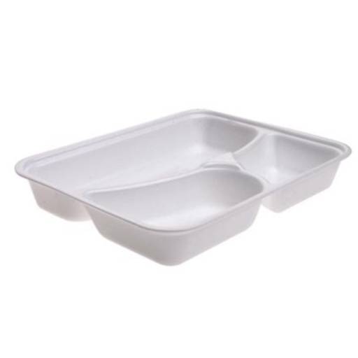 Bandeja Térmica 100 Rasa 3 Divisórias 1200 ml de Isopor com 100 unid.
