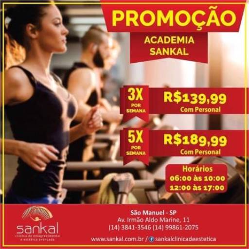 Comprar o produto de Promoção academia Sankal em Outros Serviços pela empresa Sankal - Clínica de Emagrecimento e Estética Avançada em São Manuel, SP por Solutudo