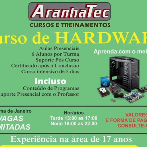 Comprar o produto de Curso de Hardware em Outros pela empresa AranhaTec Assistência Técnica em Jundiaí, SP por Solutudo