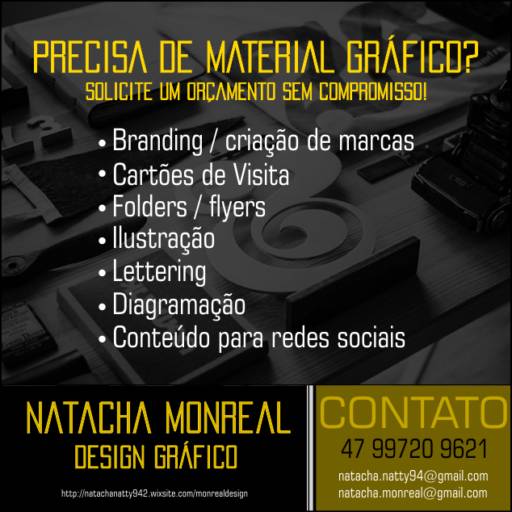 Comprar o produto de Freelancer Design Gráfico  em Outros Serviços pela empresa Natacha Monreal - Design Gráfico em Joinville, SC por Solutudo