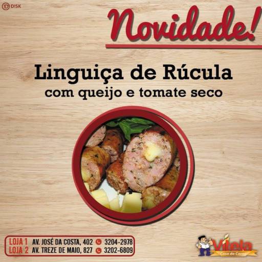 Linguiça de Rúcula com queijo e tomate seco  por Vitela Casa de Carnes 