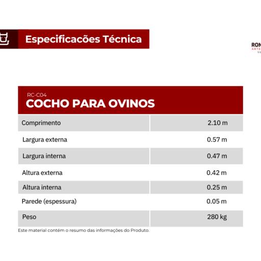 Comprar o produto de Cocho para Ovinos em Animais pela empresa Rondon Cochos Birigui em Birigui, SP por Solutudo