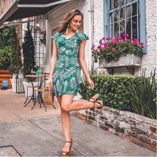 Vestido Estampa Folhagem 