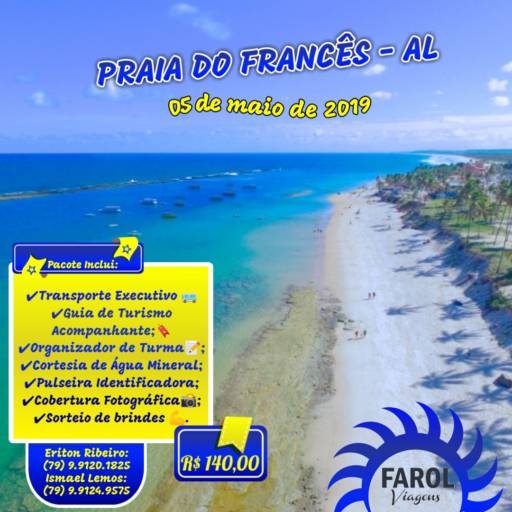 Comprar o produto de Excursão para Praia do Francês em Viagens e Turismo pela empresa Farol Viagens em Aracaju, SE por Solutudo