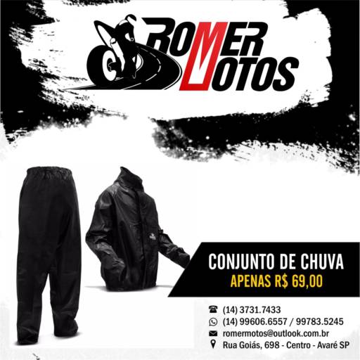 Comprar o produto de Conjunto de Chuva em Acessórios de Motos pela empresa Romer Motos em Avaré, SP por Solutudo