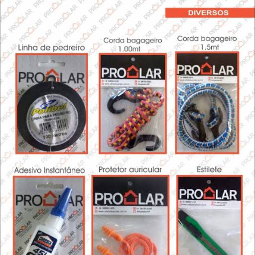 Linha p/Pedreiro, Elástico, Cola Instantânea, Protetor Auricular, Estilete