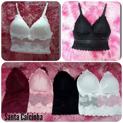 Cropped em renda com bojo
