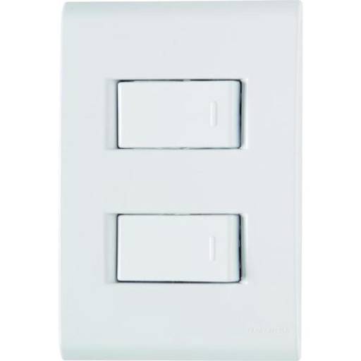 Comprar o produto de Conjunto 2 interruptores simples 4x2 branco - LIZ em Bauru em Interruptores pela empresa Santos Comercial Elétrica em Bauru, SP por Solutudo