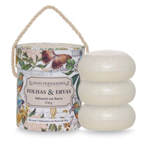 Sabonete em barra Folhas e Ervas 270g - Dani Fernandes por Cuidados da Mata - Cosméticos Naturais e Veganos