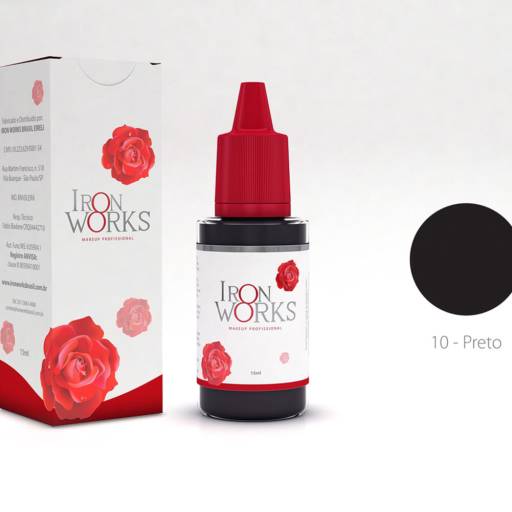 Pigmento Iron Works Preto N. 10 em Foz do Iguaçu, PR por Dermokob - Tudo para Micropigmentação
