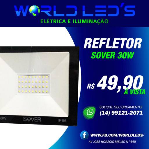 Comprar o produto de Refletor Sover 30W – 49,90 à vista em Refletores pela empresa World Led's em São Manuel, SP por Solutudo
