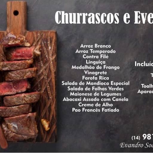 Comprar o produto de Churrasco para Eventos em Comida e Bebida pela empresa Evandro Soares - Churrasqueiro em Lençóis Paulista, SP por Solutudo