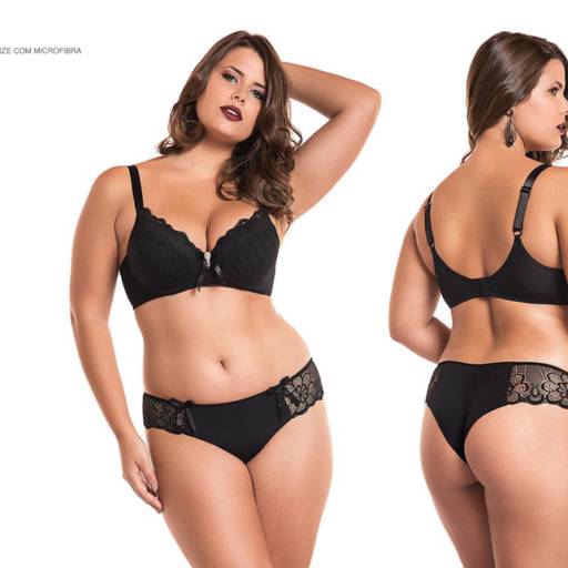 Conjunto Plus Size com Microfibra e Renda 