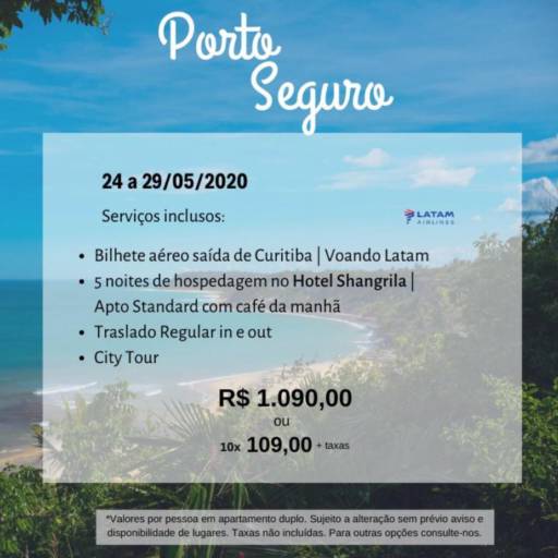 Comprar o produto de Porto Seguro em Viagens e Turismo pela empresa Poltrona 1 Turismo - Filial Nova Odessa em Mogi Guaçu, SP por Solutudo