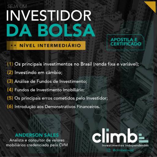 Comprar o produto de Curso Intermediário de Investimentos em Cursos pela empresa Climbe investimentos Independentes em Aracaju, SE por Solutudo