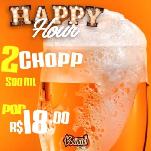 Happy Hour 2 Chopp 500ml por Kami Sushi - Cataratas JL Shopping