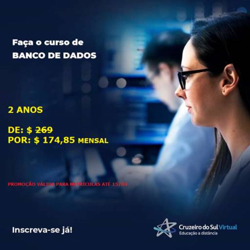 Curso de Banco de Dados  em Presidente Prudente, SP por Cruzeiro do Sul Virtual - Presidente Prudente