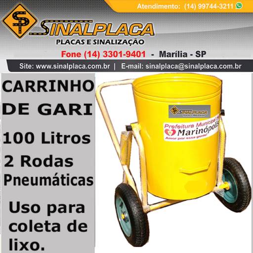 Carrinho de Gari por Sinalplaca