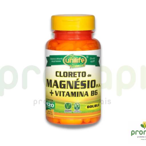 Comprar o produto de Cloreto de Magnésio p.A + vitamina B6 Unilife 120 Cápsulas 800mg  em Vitaminas pela empresa Pronapi Produtos Naturais em Foz do Iguaçu, PR por Solutudo