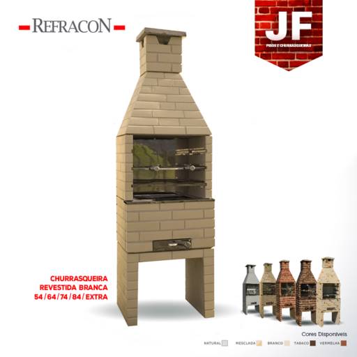 Churrasqueira Rev. VERMELHA / BRANCA / MESCLADA 74cm - REFRACON [Sob Encomenda] por JF Churrasqueiras