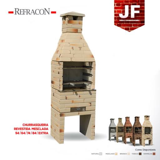 Churrasqueira Rev. VERMELHA / BRANCA / MESCLADA 74cm - REFRACON [Sob Encomenda] por JF Churrasqueiras