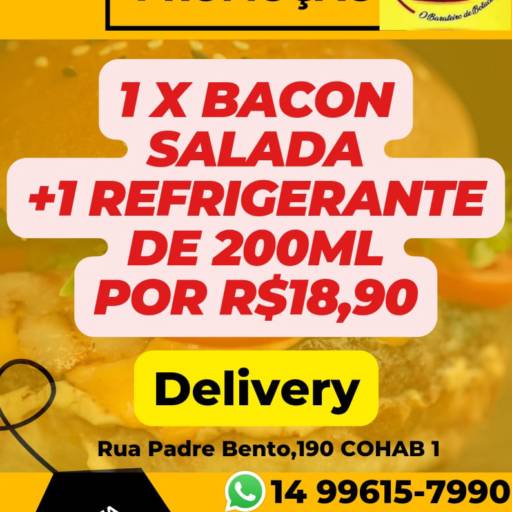 Comprar o produto de 1X Bacon Salada + 1 Refrigerante de 200ml - R$18,90 em Lanches pela empresa Da Silva Lanches em Botucatu, SP por Solutudo