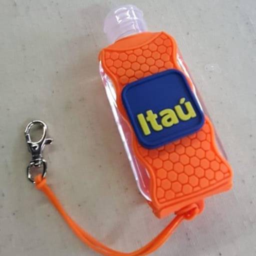 Chaveiro Porta Álcool Gel com Cordão e Mosquete por MPB Brindes Promocionais