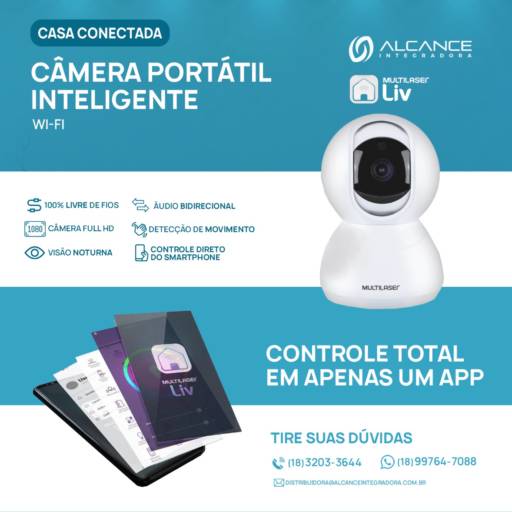 Câmera Portátil Inteligente / Controle total em apenas 1 app  por Alcance Integradora